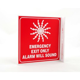 ZING 2551 Eco Safety L Sign, Emergency Exit Only, 7Hx2.5Wx7D, Recycled Plastic