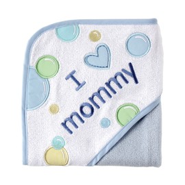 Luvable Friends Unisex Baby Hooded Towel, Blue Mom, One Size