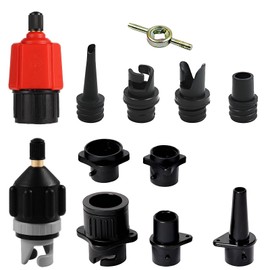 Wjelet Aufblasbarer SUP Pumpenadapter，Paddle Board Ventiladapter Mit 9 Standard Luftpumpendüsen für Schlauchboote, Stand Up Paddle Board, Aufblasbarer Bett (Rot + Schwarz)