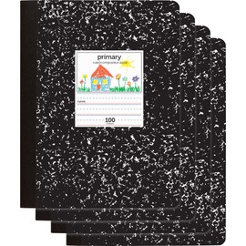 Office Depot® Brand Primary Composition Books, 7-1/2" x 9-3/4", Unruled/Primary Ruled, Black, 100 Sheets Per Pad, Pack of 4 Books
