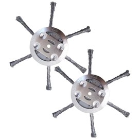 2 Stück Unkrautbürste für Rasentrimmer, Stahldraht Rasentrimmer, Unkrautbürste für Freischneider, 5 mm Bohrung, Ersatzteile für Rasenmäher für Rasenmäher-Elektrowerkzeug-6 Kopf
