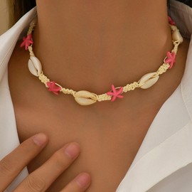 Roe Dolph Shell Necklaces for Women Gold Seashell Necklace Boho Beach Starfish Conch Pendant Necklace Vacation Summer Outfits for Women888-293-P