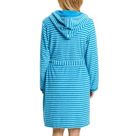 ESPRIT Striped Hooded Terry Bathrobe, turquoise