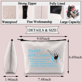 BDPWSS Swimming Makeup Bag Swim Lover Gift Swimming Team Gift Swim Girl Only Cooler Definition Swimmers Cosmetic Bag (Swim Girl defin CA)