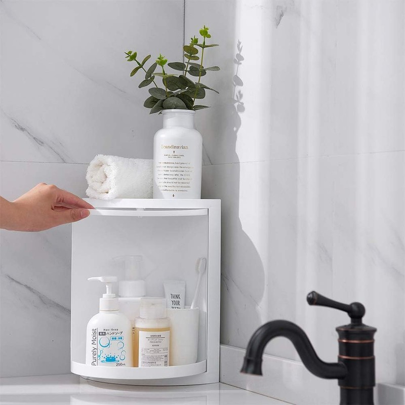 bretoes Multifunction Bathroom Kitchen Corner Locker Cosmetic Storage Rack Cabinet