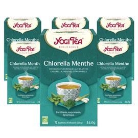 Yogi Tea - Mint Chlorella, Ayurvedic Organic Herbal Tea, Blend of Chlorella, Mint and Lemongrass, Yogi Tea Pack of 3, 3 x 17 Bags (51 Tea Bags Total), Ideal as a Gift