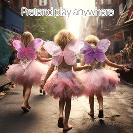 LOLASATURDAYS- Fairy Wings, Butterfly Wings, Fairy Wings Kids, Fairy Costume, Alas, Wings Costume, Tinkerbell Wings, Fairy Wings for Girls, Set of 6 (22" x 15")