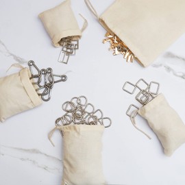 CustomBagSupplies-Reusable Eco friendly 3x4 inches Cotton Single Drawstring Muslin Produce Bags "premium quality" (Natural Color) - 25 count pack