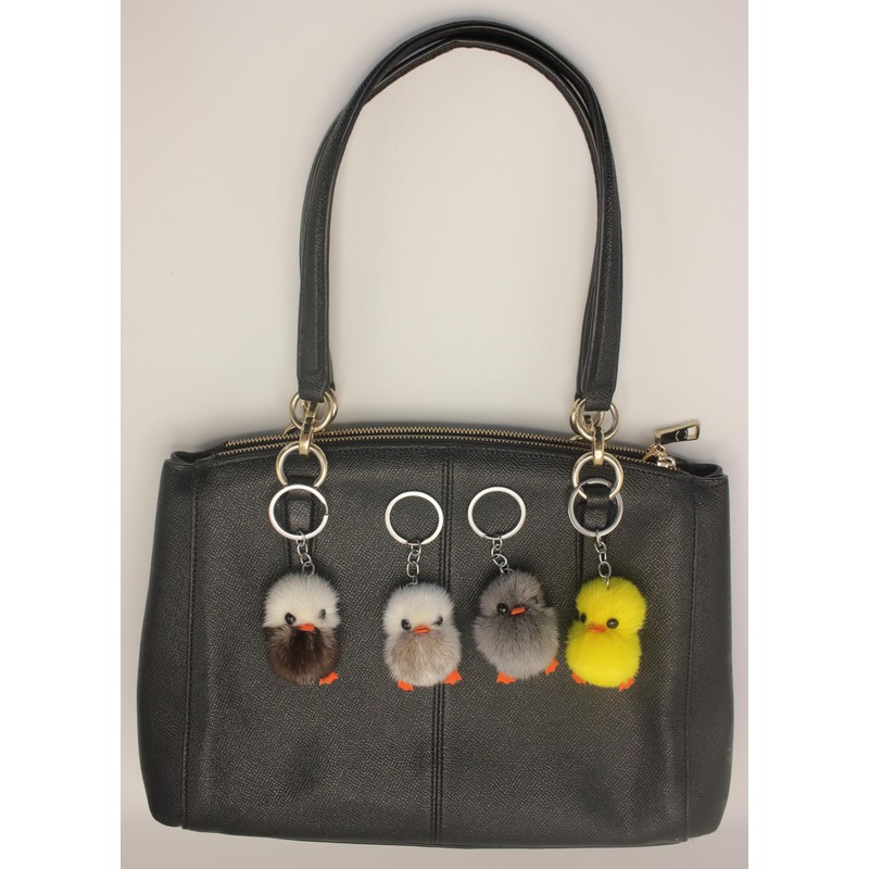 Adorable Genuine Mink Fur Duckling Keychain - Ethically Sourced, Available
