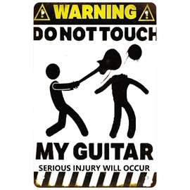 Vintage 'Don't Touch My Guitar' Metal Wall Sign for Music Lovers - Easy-to-Hang, Durable, Bedroom & Music Room Decor Gift 8x12inch