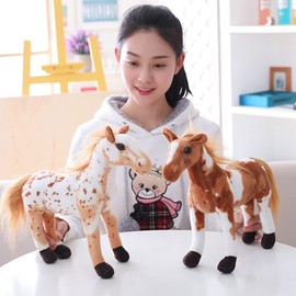 ISAKEN Horse Stuffed Toys Plush Toy Pony Plush Toy Horse Cuddly Toy Fluffy Stuffed Toy for Cuddling Soft Plush Horse Stuffed Toy Doll for Animal Theme Party Birthday Decoration Accessories
