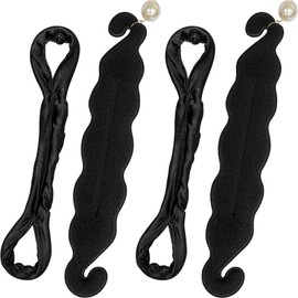 4Pcs Hair Bun Maker for Women, Lazy Hairpin Tool Foam Sponge Buns Magic Hair Updo Accessories Twister for Girls, Pearl & Button