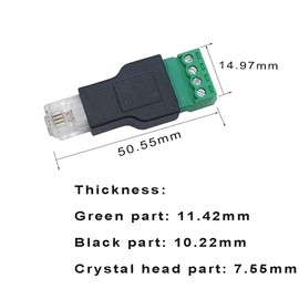 Teansic 2 Pcs RJ11 Male to 4 Pins Screw Terminal Connector,RJ11 4p4c Bolt Screw Adapter for Telephone CCTV Wiring Coupler