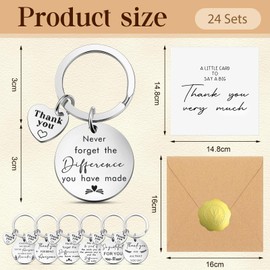Otuuz 24 Sets Thank You Gifts for Colleagues Employee Appreciation Gifts Bulk Thank You Card with Keyrings Leaving Presents for Teacher Nursery Staff Thanksgiving Wedding Birthday Gifts