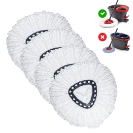 4-Pack Microfiber Spin Mop Refills, Mop Heads Replacement for O-Ceda Easy Wring Spin Mop - White 1-Tank System Compatible for Easy Floor Cleaning