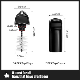 Hilangsan Draft Beer Tap Plugs Brush Beer Tap Covers, 16PCS Keg Tap Plug + 2PCS Beer Faucet Cap Beer Faucet Brush Plugs Beer Faucet Soother Draft Beer Spout Plugs