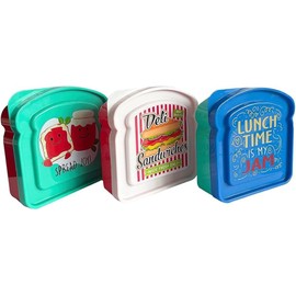 Freedom Farms Set of 3 Food Storage Sandwich Containers, 2 cups / 16 oz / 490 ml - 3 Different Designs. Great for Meal Prep or Lunch Box - BPA Free and Reusable