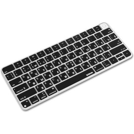 XSKN Shortcut and Language seriers Silicone Keyboard Cover Skin for 2021 New M1 Chip iMac Magic Keyboard with Touch ID A2449 with Lock Key A2450 Without Numeric keypad (Russian Black, US Version)