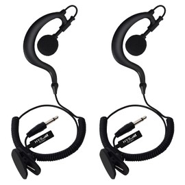 HYSHIKRA Ear Hook Headphones - 3.5 mm Jack - One Ear - Retaining Clip - G-Shape Headphones Headset for Radios (Pack of 2)