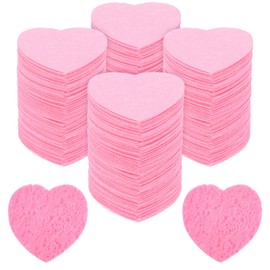200 Count Heart Compressed Facial Sponges, Heart Shape Face Sponges, Disposable Face Sponge, Pink Facial Sponge for Estheticians, Natural Cellulose Exfoliating Pads for Cleansing(Pink)