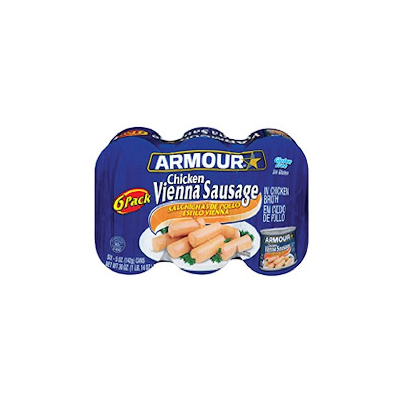 Armour Chicken Vienna Original Sausage, (Six) 4.75oz. Cans