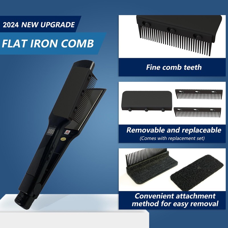 TopHand TopHand Flat Iron Comb Attachment Clip On, 500 Degrees