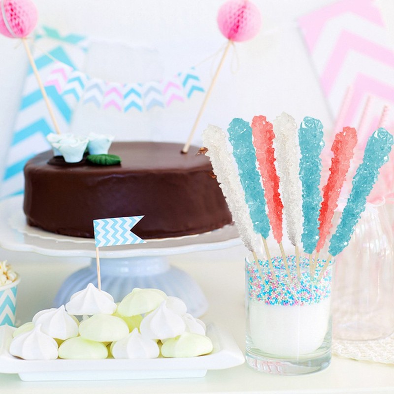 Extra Large Rock Candy Sticks: 36 Light Blue Cotton Candy