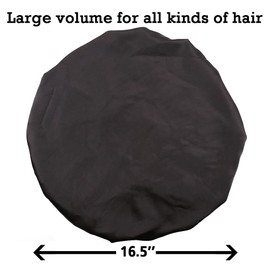 Greatremy Scrunchie Behind Ear - Bufanda de satén sedoso de doble capa para dormir, gorro extragrande, trenzas de pelo largo, con banda de corbata, para mujer, color negro, Negro H, X-Large