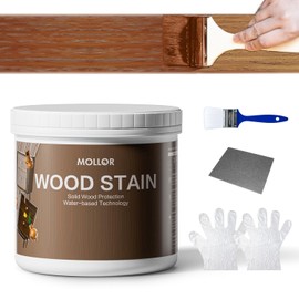 MOLLOR Wood Stain Water Based, Multiple Finishes Wood Oil for Indoor and Outdoor Furniture, Wood Paneling, Cabinets and More, Fast Drying, Low Odor (32oz, Teak with Tools)