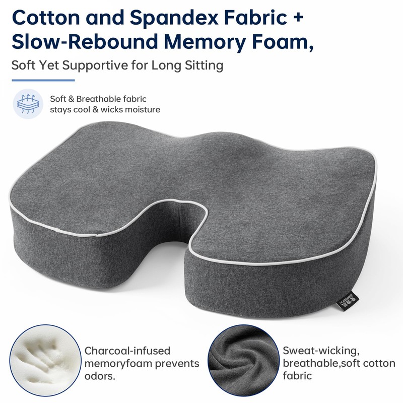 Seat Cushion,Memory Foam Office Chair Cushion Tailbone Sciatica Pain Relief