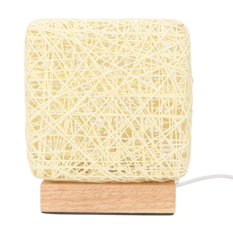 Rattan Table Lamp with LED Bulb USB Powered Decorative Hand