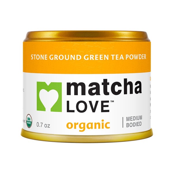 Matcha Love Organic Ceremonial Organic Green Tea Matcha Powder, Medium Bodied, 0.7 Ounce Canister