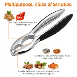 Crab crackers and tools, Crab and Lobster Seafood Tool Set, 3-Piece Easy-to-Use Heavy Duty Multipurpose Lobster Claws and Pick Set, Non-Slip Handles with 2 Stainless Steel Forks/Pliers Set, Black