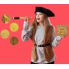 Pirate Belgian Milk Chocolate Coins, Kosher Certified Dairy, Non GMO