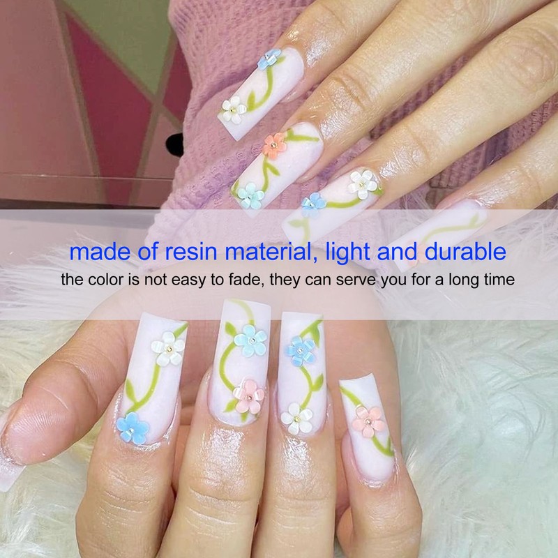 2 Boxes 12 Grids 3D Flower Nail Charms Resin DIY