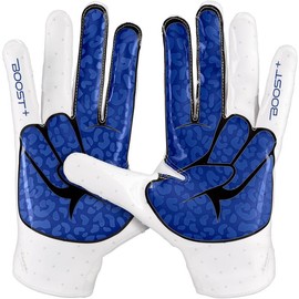 Grip Boost Peace Stealth 6 Boost Plus Youth Football Gloves - White/Royal Blue - Size: Youth Medium, Color: White/Royal Blue