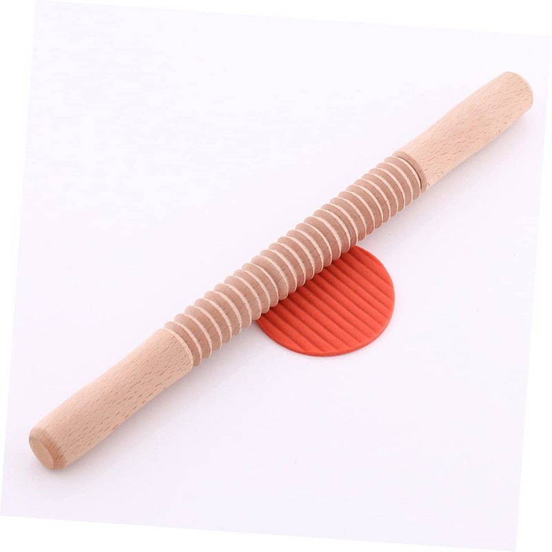 CIYODO Ridged Rolling Pin for Baking Wooden Pasta Rolling Stick