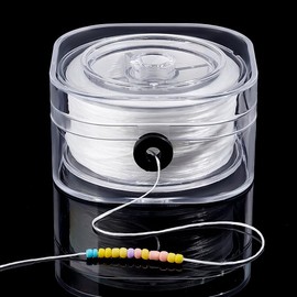 PH PandaHall 131 Yards White Elastic Cord 0.6 mm Stretchy Elastic Thread with Storage Bag for Bracelets Necklaces Jewellery DIY Crafts