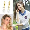 Gold Teardrop Pearl Leverback Earrings - Diamond Accent Drop Earrings