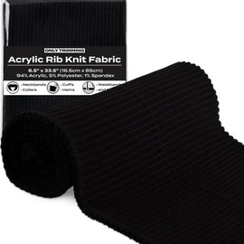 ONLY TRIMMING 2x2 Acrylic Rib Knit Fabric, Warm & Soft, Stretchy Knitted Ribbing for Cuffs, Collars, Waistbands, Cold Weather and Winterwear, Acrylic-Polyester Blend, 6.5 x 33.5 Inches, Black