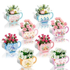 Qpout 12 Pieces Tea Party Centerpieces Floral Teapot Flower Boxes Tea Party Centerpieces Tables Vintage Teapot Vase Table Decoration for Princess Birthday Party Baby Shower Wedding Anniversaries