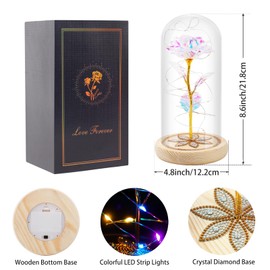 Beferr Gifts for Women Mom Birthday Gifts Galaxy Rose Eternal Colorful Rainbow Flower Gifts Light Up Rose in Glass Dome Mothers Day Rose Gifts for Grandma Daughter Wife Sister Friends