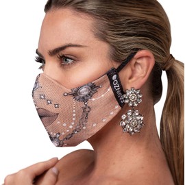 Face Mask- Facecessary by FASHNZOO-Diamonds (M-L, Tone 4)