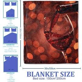 Plistiz Wine Enthusiast Throw Blanket 50"x60", Red Wine Pour Theme Blankets for Living Room Couch, Home Decor, Soft Flannel Wine Gifts for Adults and Women