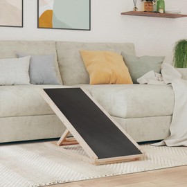 Benicabaly Eases Pet Mobility with Adjustable Dog Ramp, Solid Fir Wood, Anti-Slip, Foldable Design for Easy Storage, Gray