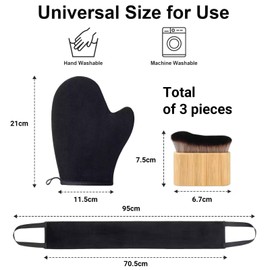 BelleVive 3-in-1-Selbstbräunungshandschuhe, Selbstbräunungshandschuh-Applikator-Set, Selbstbräunungspinsel für Selbstbräunungsbürste, Rückenbräunungsapplikator, Bräunungshandschuh