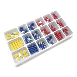 Insulated Crimping Terminal Set, Sheathing, Round Shape, Y-Shaped, Flat Terminals, Crimping Insulation Sleeves, 150 pcs, Automobile, Motorcycle, Electrical System Parts