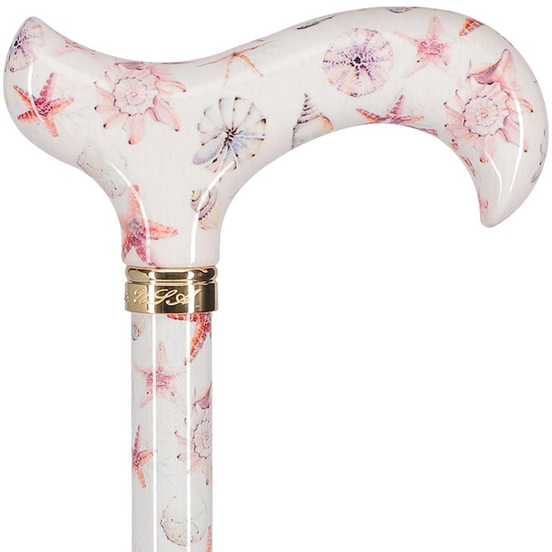 Royal RC Canes Watercolor Seashells Adjustable Designer Derby Cane –