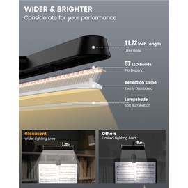 Glocusent Glocusent Music Stand Light: 57 LED Super Bright Piano Light with EVA Carrying Case, 3 Color & 5 Brightness, Rechargeable & 140-Hr Long Lasting, Perfect for The Piano, Sheet Music