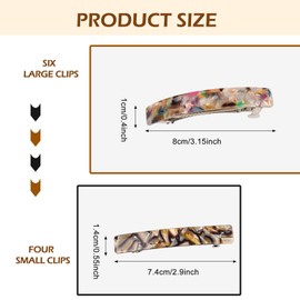 10 Pcs Hair Barrettes for Women, Tortoise Shell Hair Barrettes, Acetate French Design Acrylic Hair Clips Christmas Gifts for Girls Mom (Multicolor)